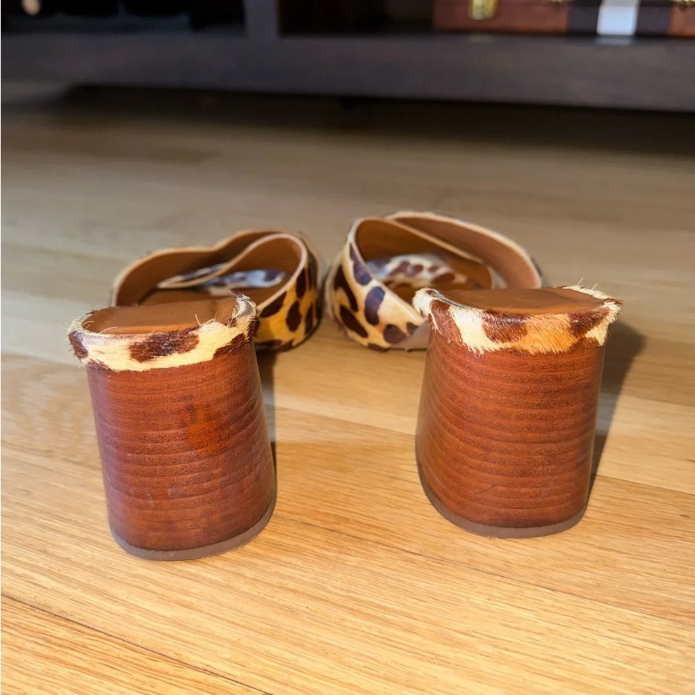 Lulu’s Henri Leopard Calf Hair Peep-Toe Mules - Picture 8 of 8